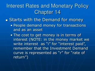 Interest Rates and Monetary Policy Chapter 14