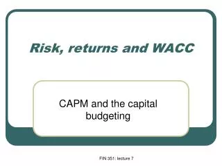 Risk, returns and WACC
