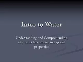 intro to water