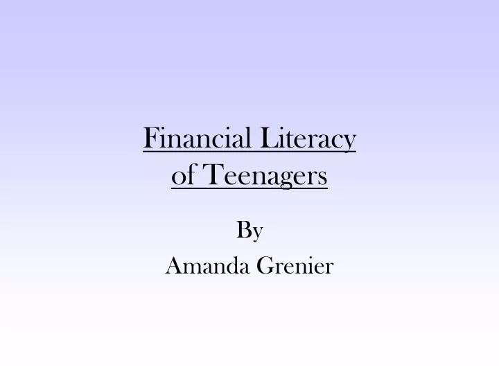 financial literacy of teenagers