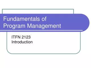 Fundamentals of Program Management