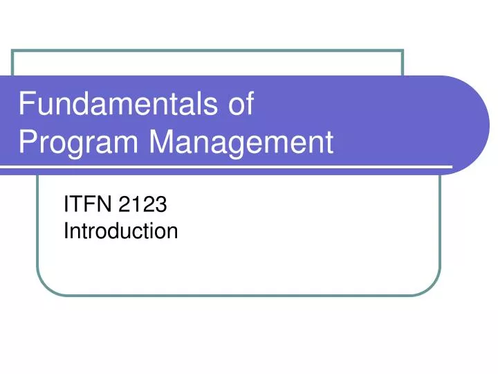 fundamentals of program management