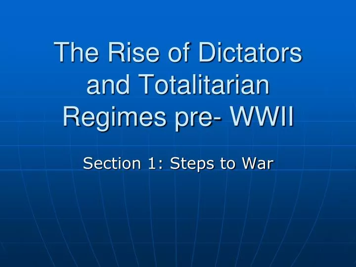 the rise of dictators and totalitarian regimes pre wwii