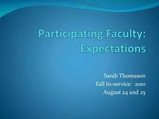 Participating Faculty: Expectations