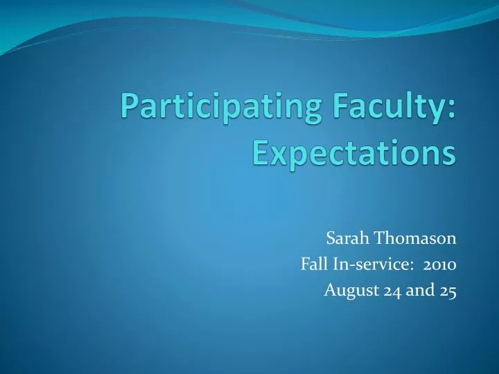 participating faculty expectations