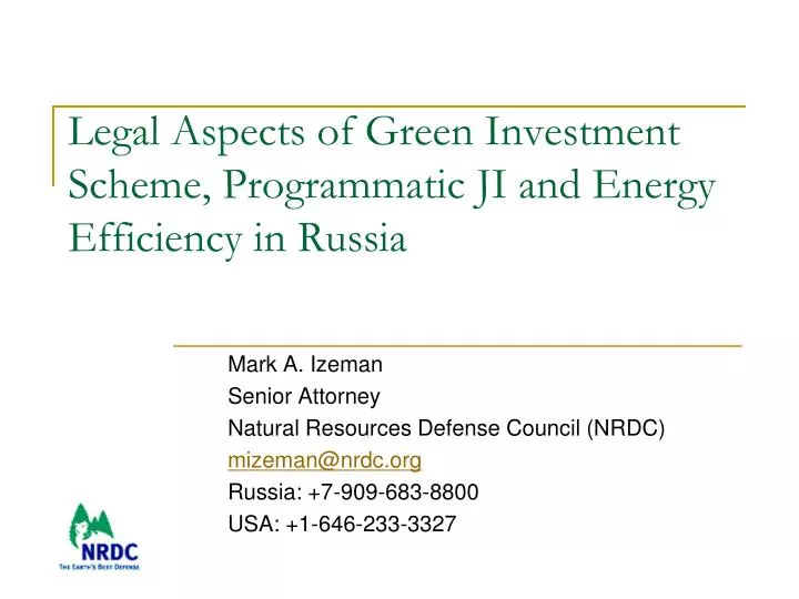 legal aspects of green investment scheme programmatic ji and energy efficiency in russia