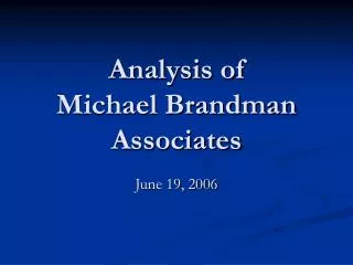 Analysis of Michael Brandman Associates