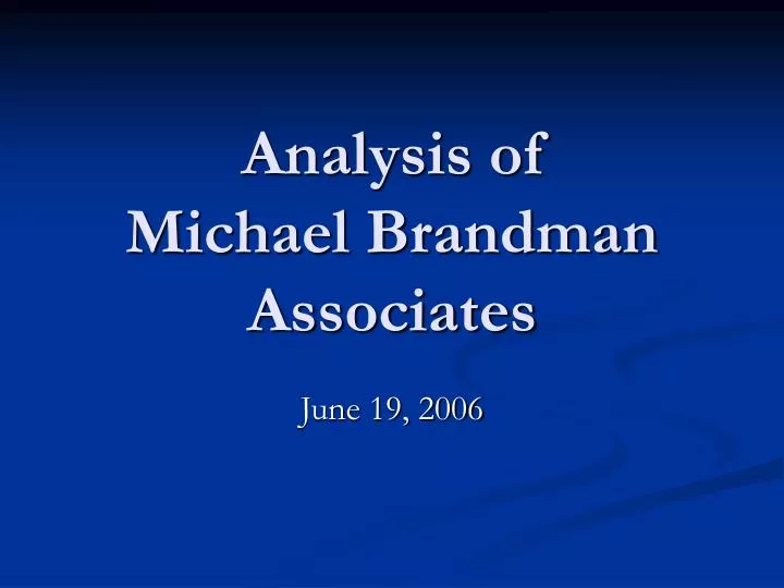 analysis of michael brandman associates