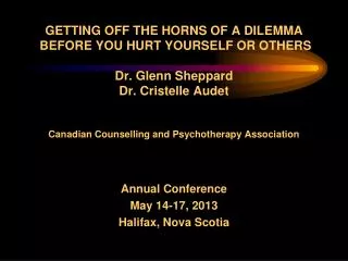 Annual Conference May 14-17, 2013 Halifax, Nova Scotia