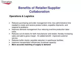 Benefits of Retailer/Supplier Collaboration