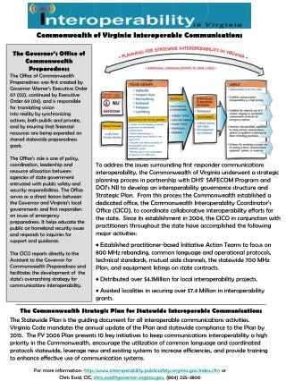 The Commonwealth Strategic Plan for Statewide Interoperable Communications