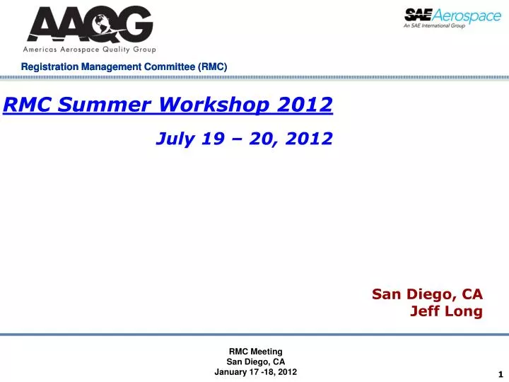 rmc summer workshop 2012 july 19 20 2012