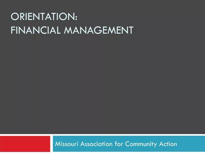 orientation financial management
