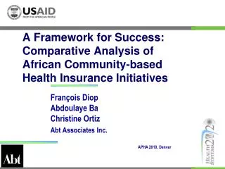 A Framework for Success: Comparative Analysis of African Community-based Health Insurance Initiatives