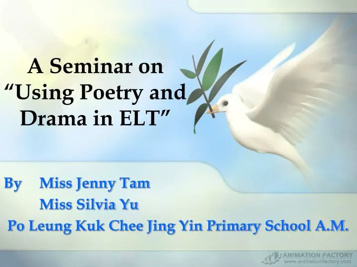 a seminar on using poetry and drama in elt