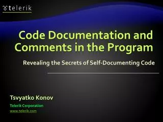 Code Documentation and Comments in the Program