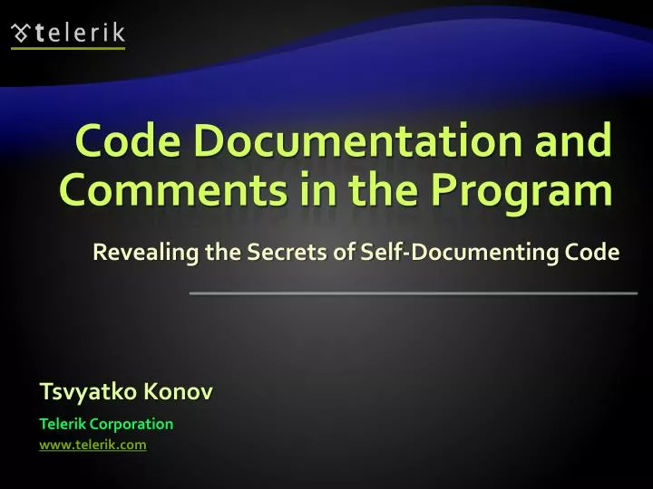 code documentation and comments in the program