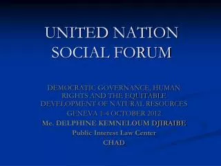 UNITED NATION SOCIAL FORUM