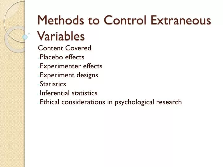 methods to control extraneous variables