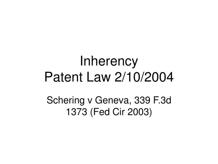 inherency patent law 2 10 2004