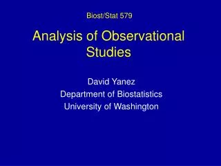 Analysis of Observational Studies