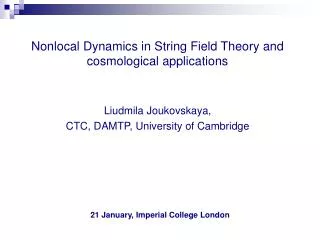 Nonlocal Dynamics in String Field Theory and cosmological applications