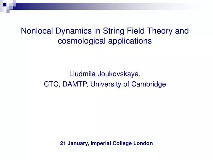 nonlocal dynamics in string field theory and cosmological applications