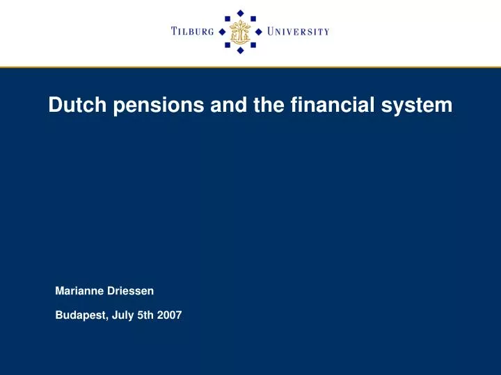 dutch pensions and the financial system
