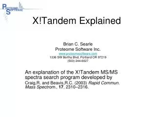X!Tandem Explained