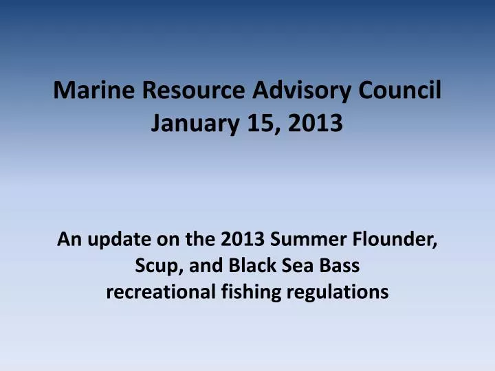 marine resource advisory council january 15 2013