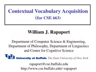 Contextual Vocabulary Acquisition ( for CSE 663)