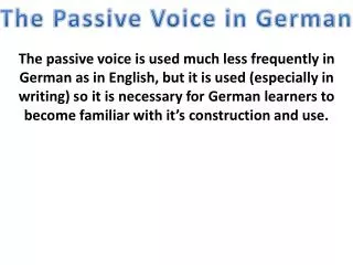 The Passive Voice in German