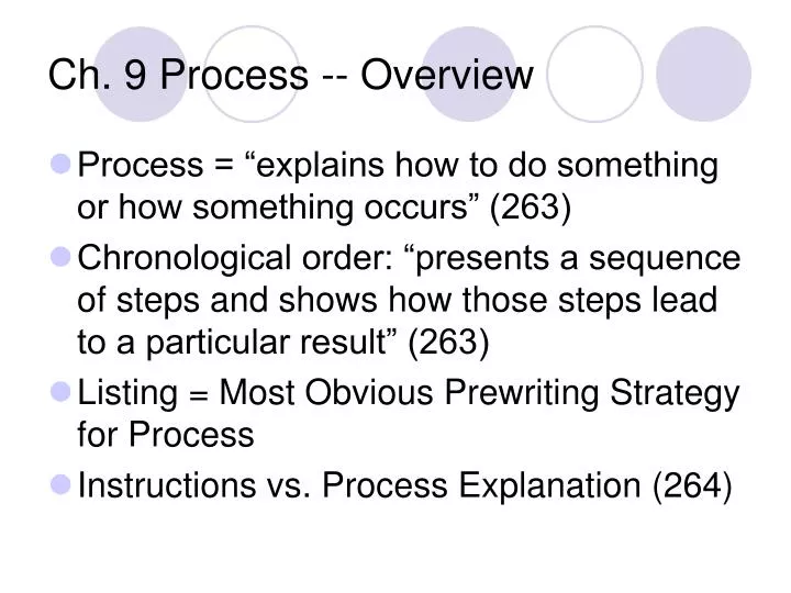 ch 9 process overview