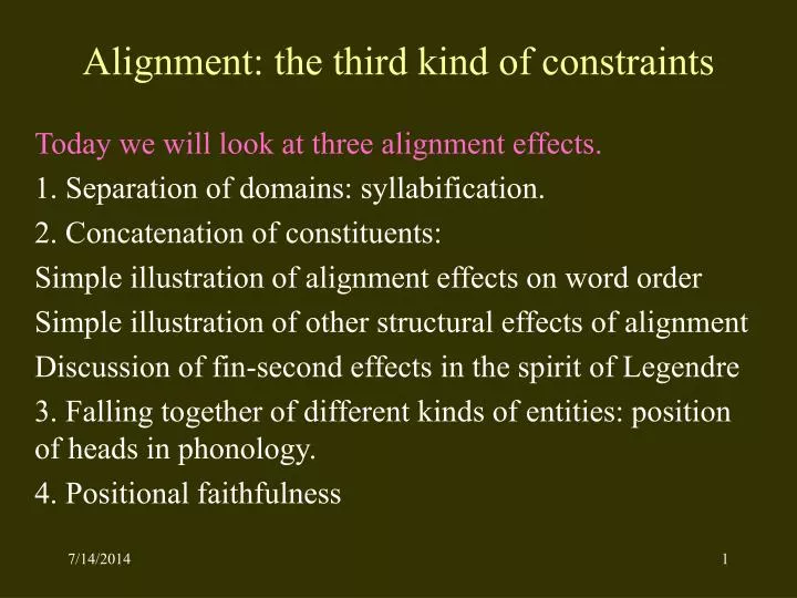 alignment the third kind of constraints