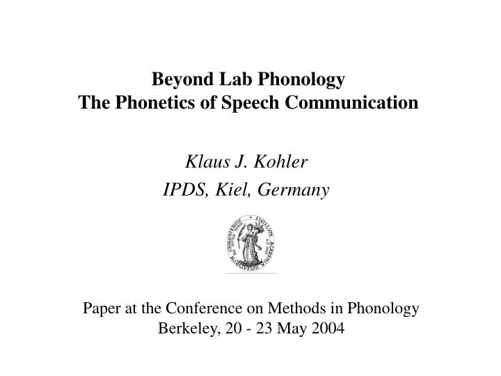 beyond lab phonology the phonetics of speech communication