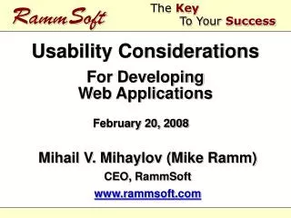 Usability Considerations For Developing Web Applications