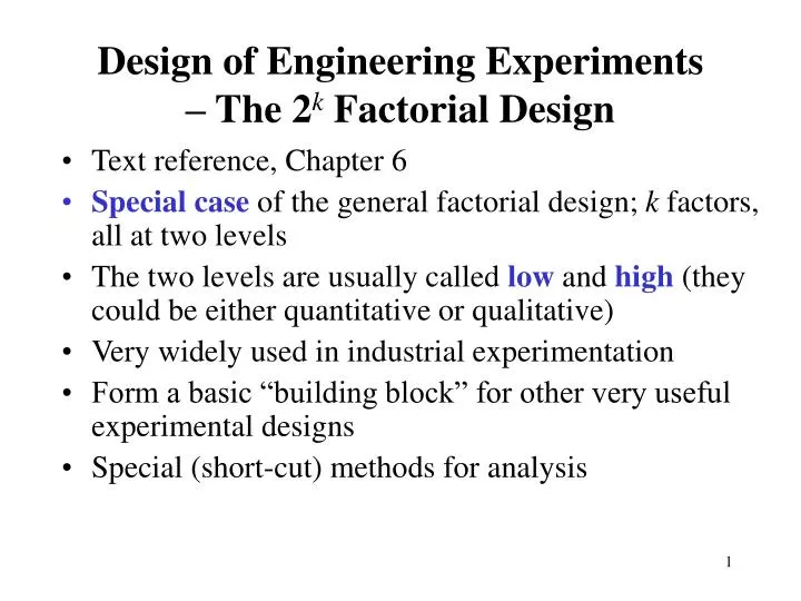 design of engineering experiments the 2 k factorial design