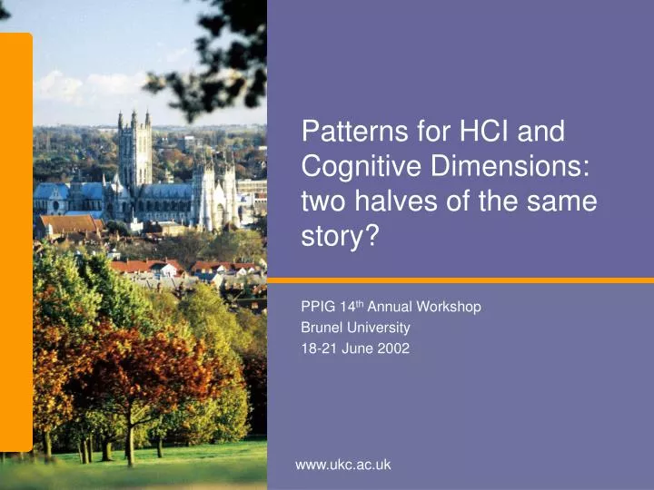 patterns for hci and cognitive dimensions two halves of the same story