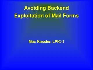 Avoiding Backend Exploitation of Mail Forms