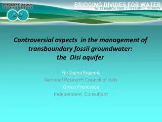 Controversial aspects in the management of transboundary fossil groundwater: the Disi aquifer