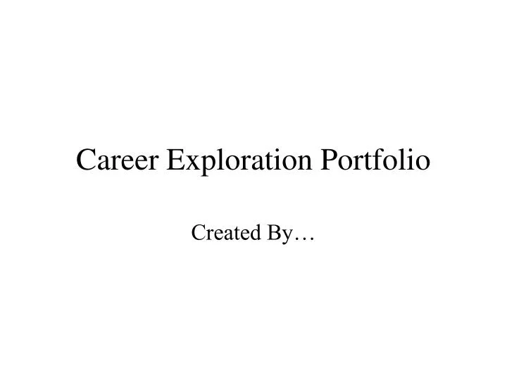 career exploration portfolio