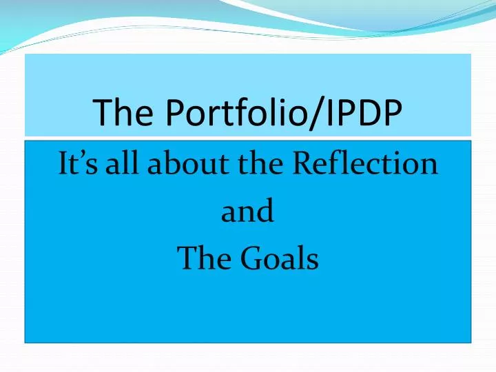 the portfolio ipdp