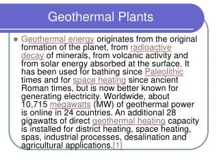 Geothermal Plants