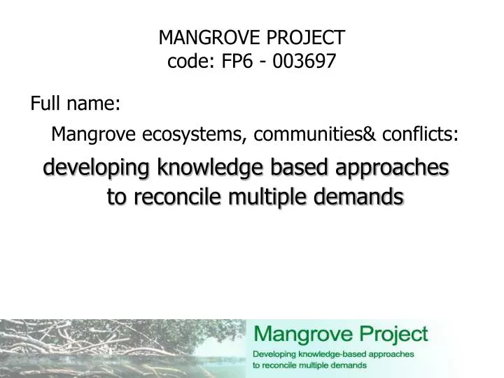 mangrove project code fp6 003697