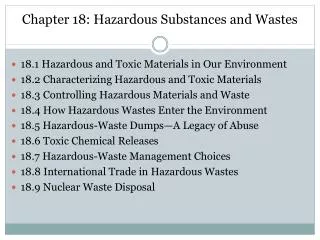 Chapter 18: Hazardous Substances and Wastes