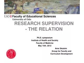 RESEARCH SUPERVISION - THE RELATION