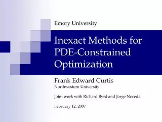 inexact methods for pde constrained optimization