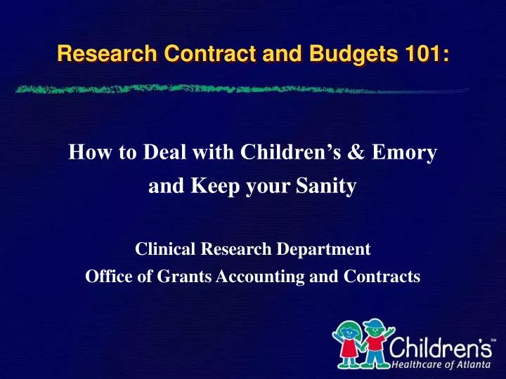 research contract and budgets 101