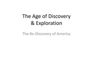 the age of discovery exploration