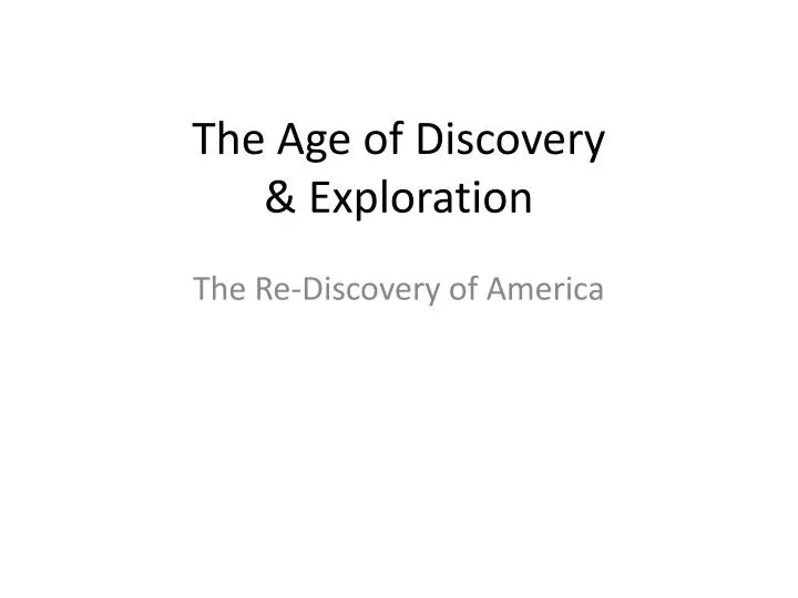 the age of discovery exploration